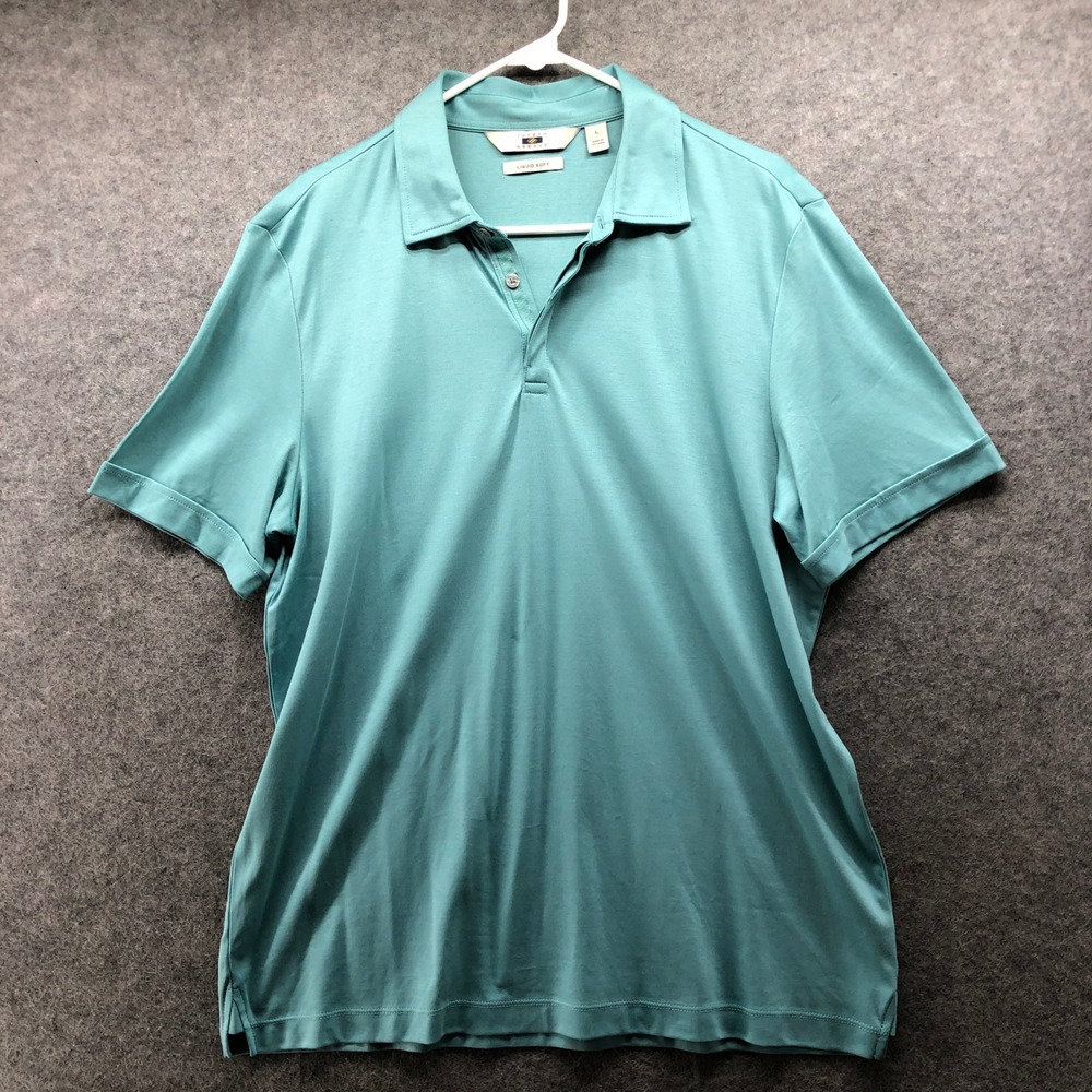 Joseph Abboud Liquid Soft Polo Mens L Teal Blue Cotton Short Sleeve Casual Solid